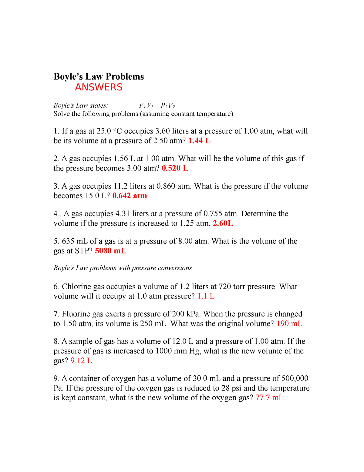 boyle's law problem solving with answer