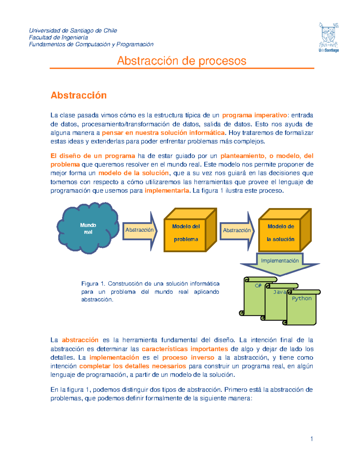 Introduccion a abstraccion - Universidad de Santiago de Chile Facultad ...
