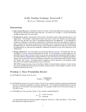 Hw1 questions - homework for the machine learning course for the 2016 ...