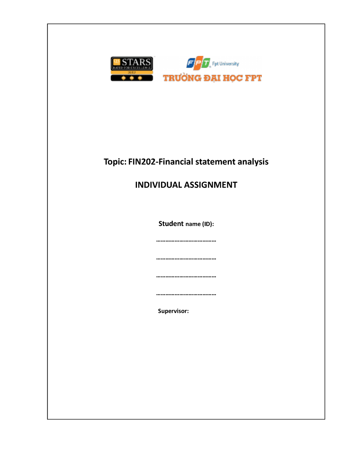 FIN202 SP23 Individual Assignment - Topic: FIN202-Financial Statement ...