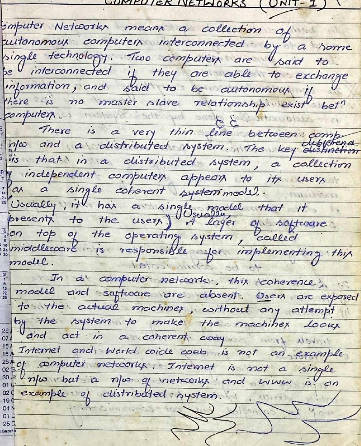 1st Unit CN - cn notes - 1) computer Networks means a collection of ...