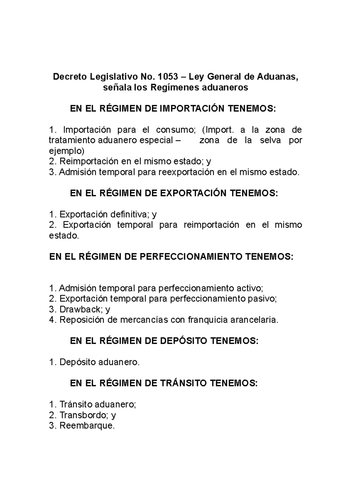 Clase 07 Aduanero - Apuntes 5 - Decreto Legislativo No. 1053 – Ley ...