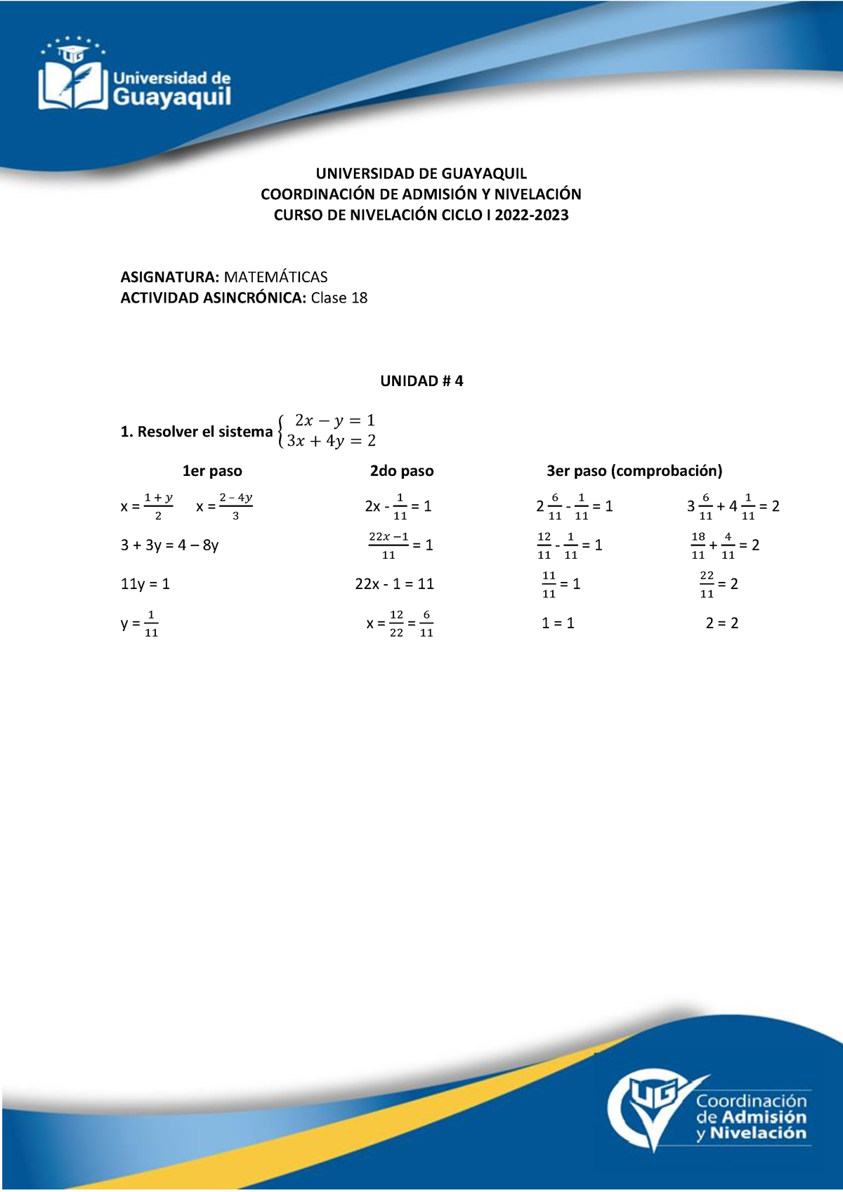 Tarea 2da Parcial 2do - Ejercicios Resueltos - UNIVERSIDAD DE GUAYAQUIL ...