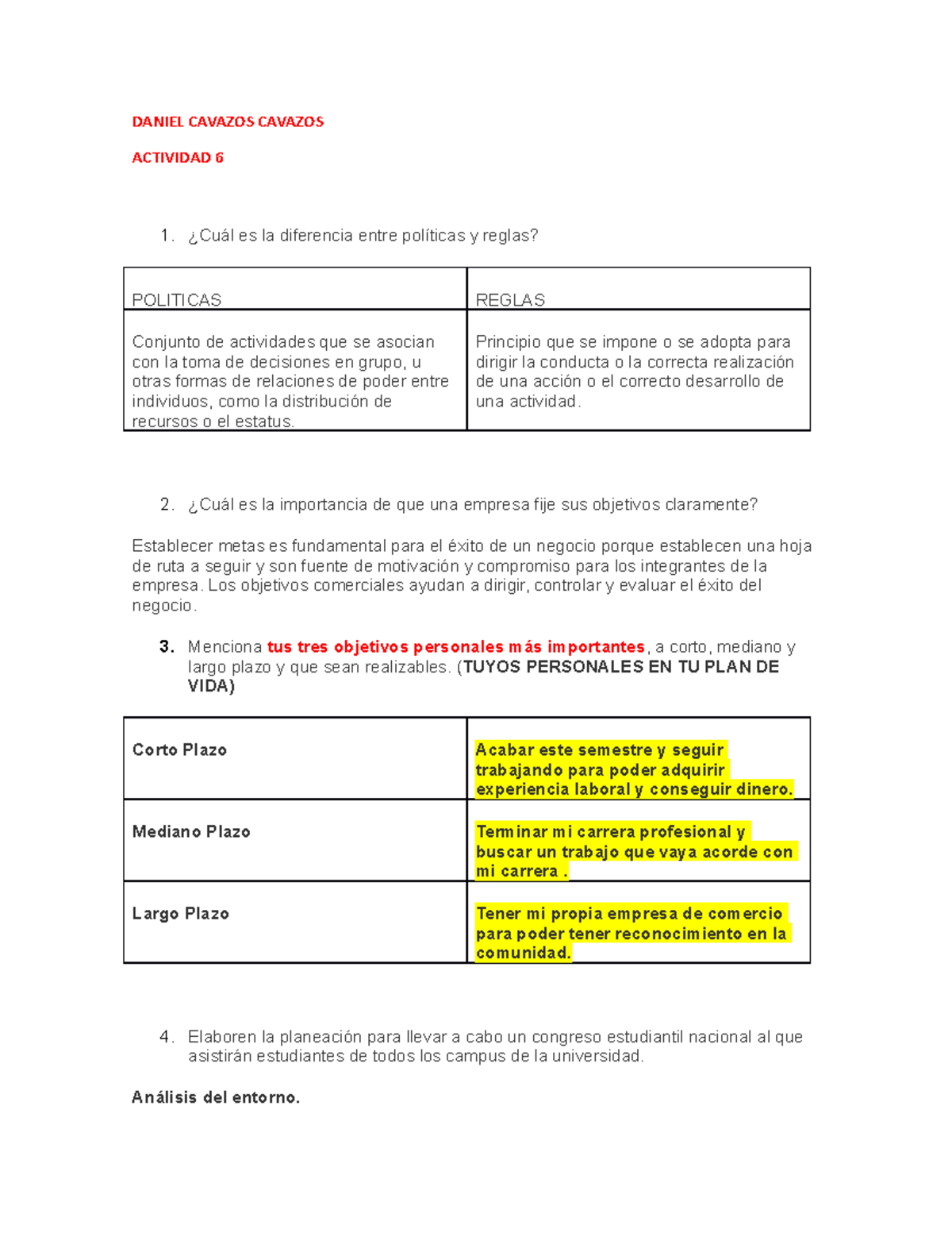 Actividad 6 TEMA 6 Taller DE Planeacion Y TOMA DE Decisiones - Taller ...