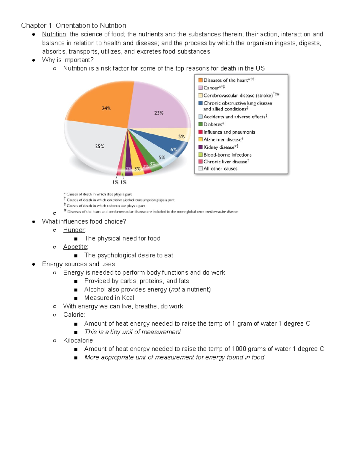 Nutrition Exam 1 - N/A - Chapter 1: Orientation To Nutrition Nutrition ...