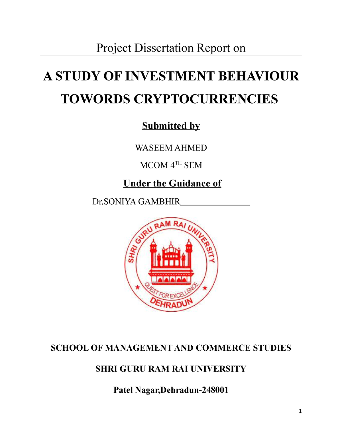 dissertation on cryptocurrency