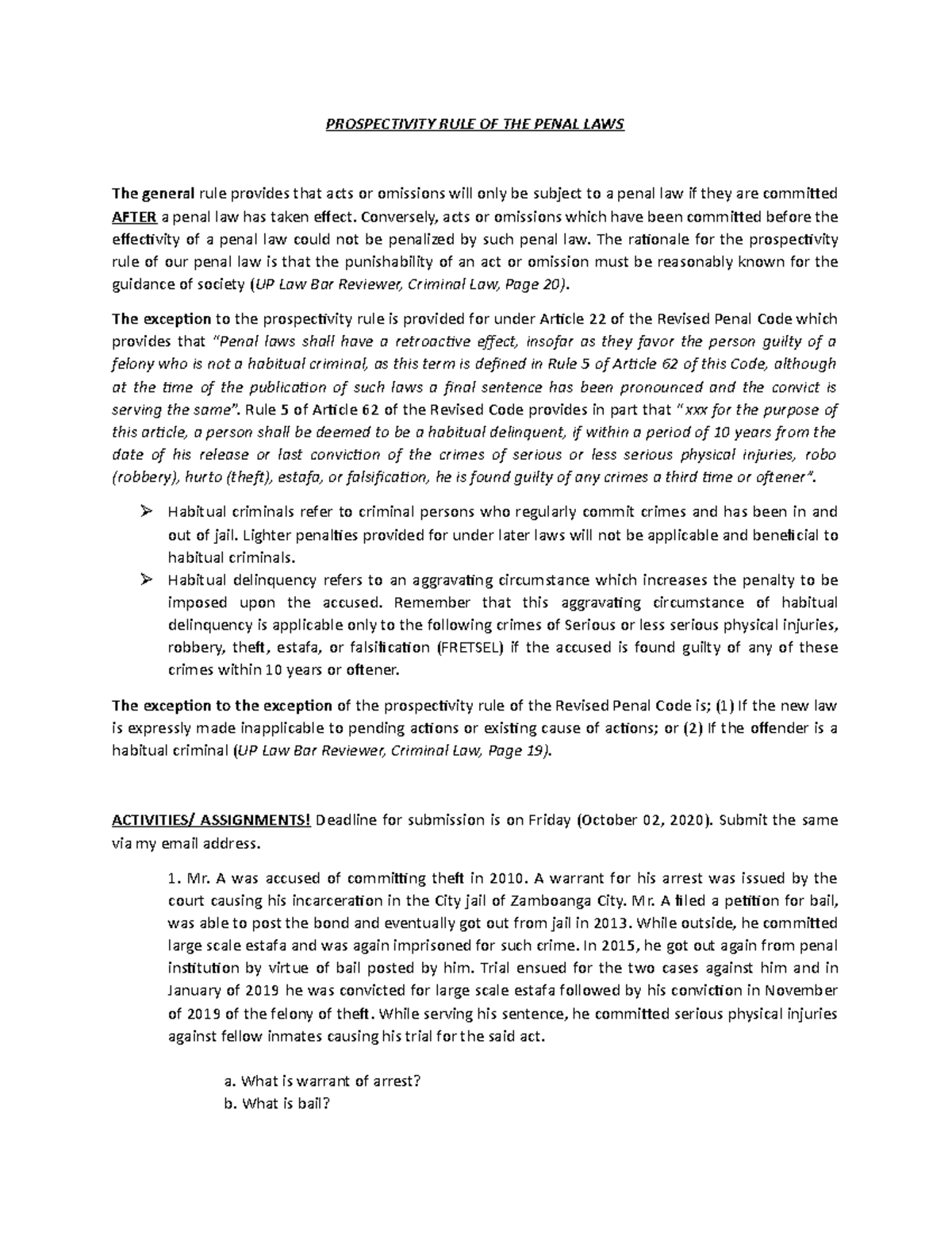 8th BS CRIMINOLOGY AND CHEMISTRY GROUP WORKS 1 - PROSPECTIVITY RULE OF ...