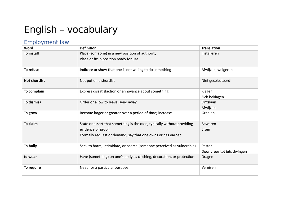 woordenlijst-english-vocabulary-employment-law-word-definition