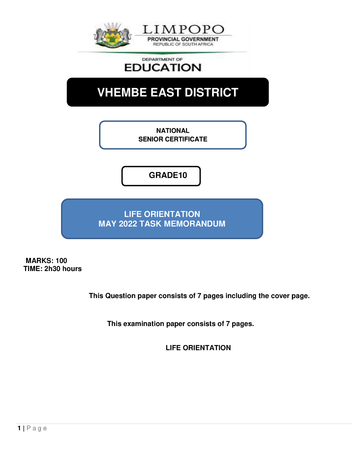 grade 12 life orientation assignment 2022 memorandum