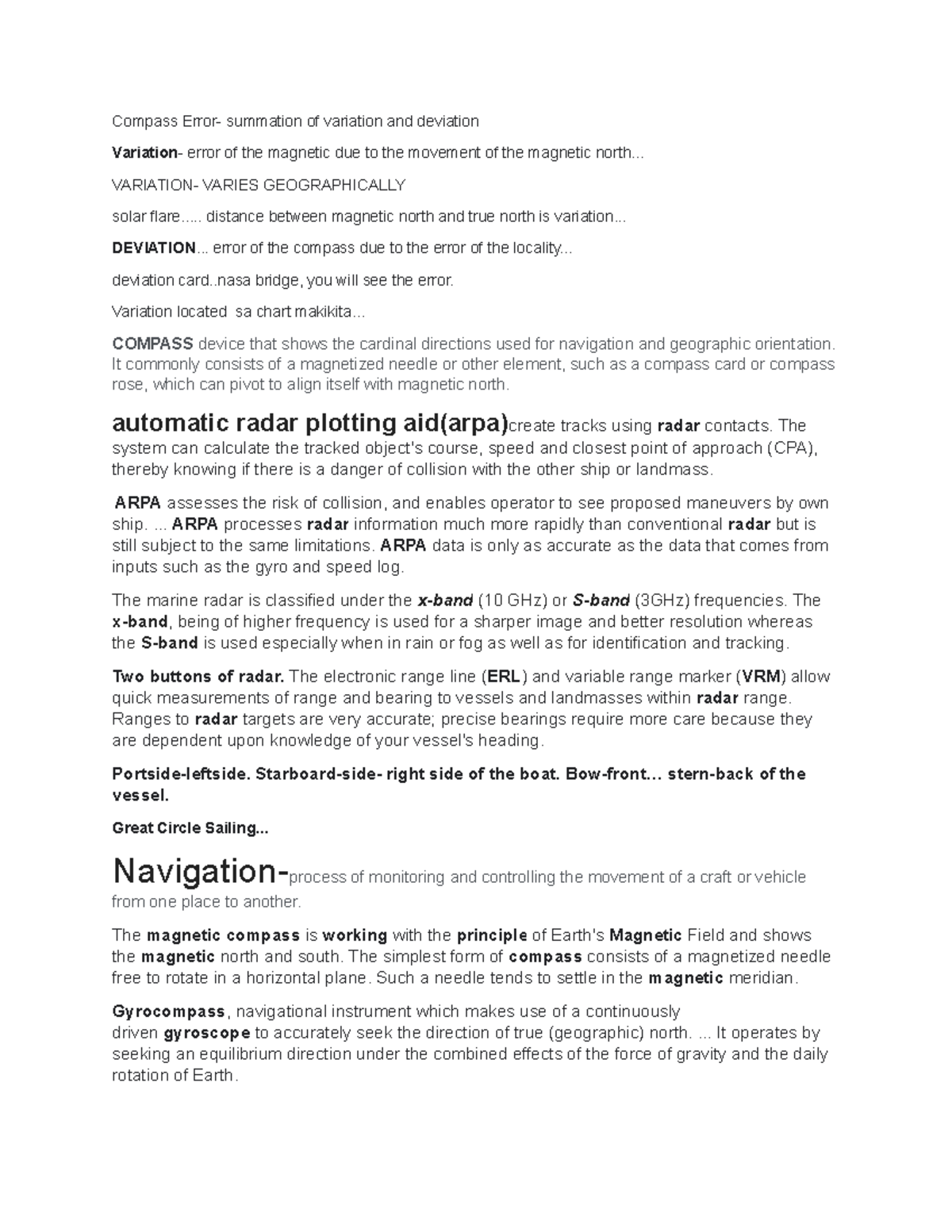 Compass Error this is a lecture note Compass Error summation of