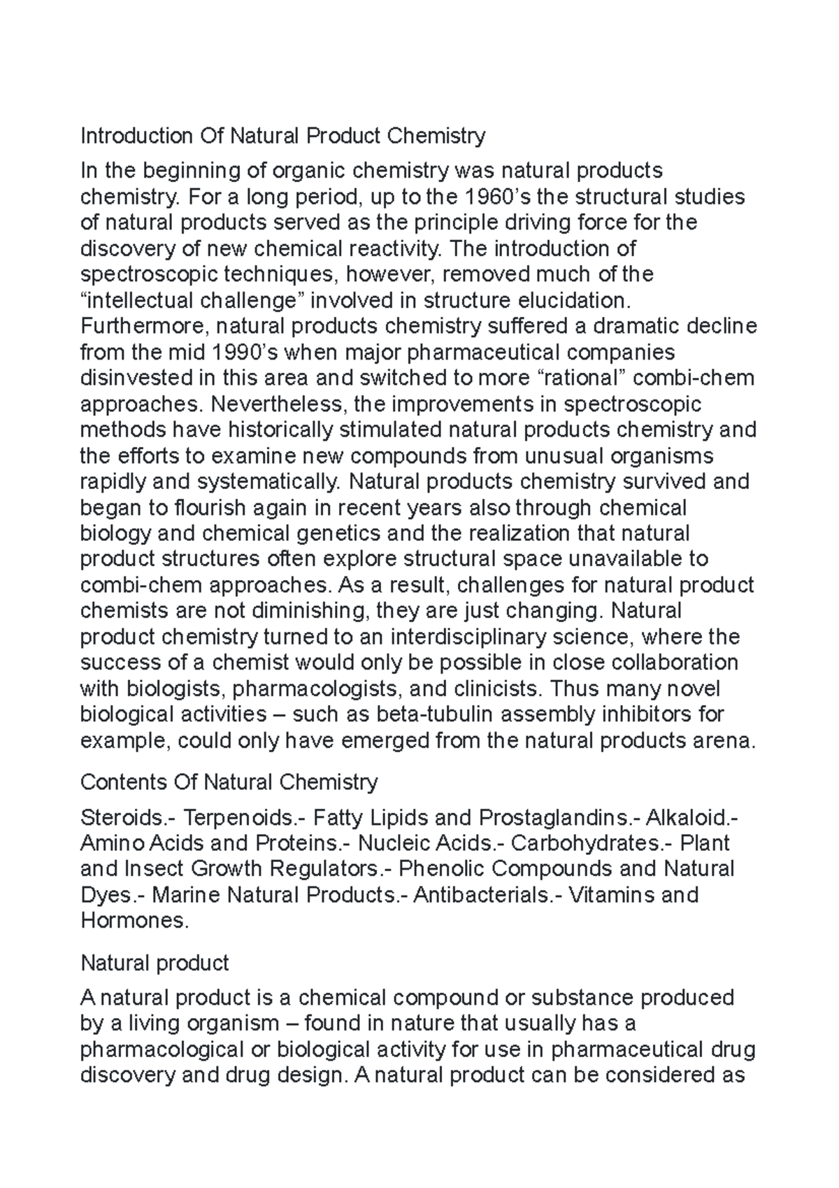 research topics in natural product chemistry