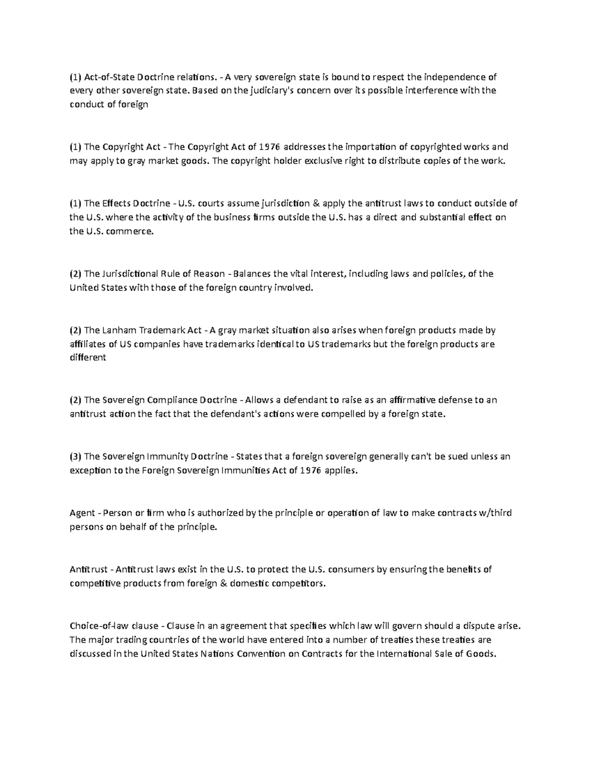 Note 25 exam 4 study (1) ActofState Doctrine relations. A very