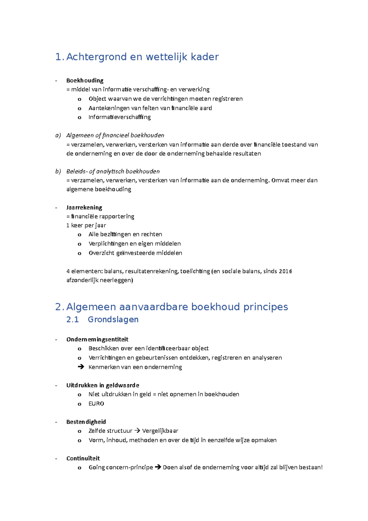 Samenvatting Boekhouden Deel 1 - 1. Achtergrond En Wettelijk Kader ...