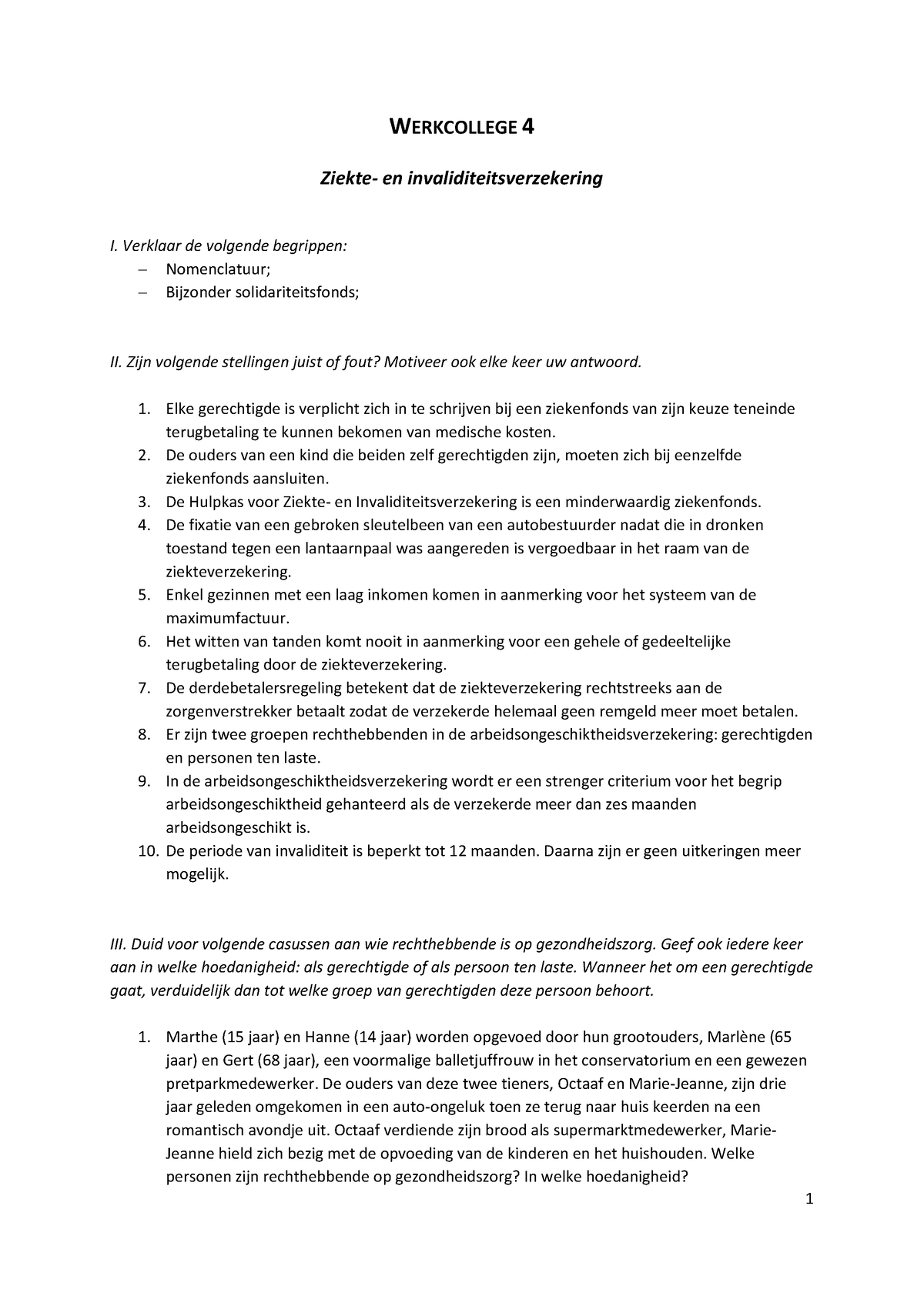 4- Werkcollege 4 - Ziekte-en Invaliditeitsverzekering 1920 - Sociale ...