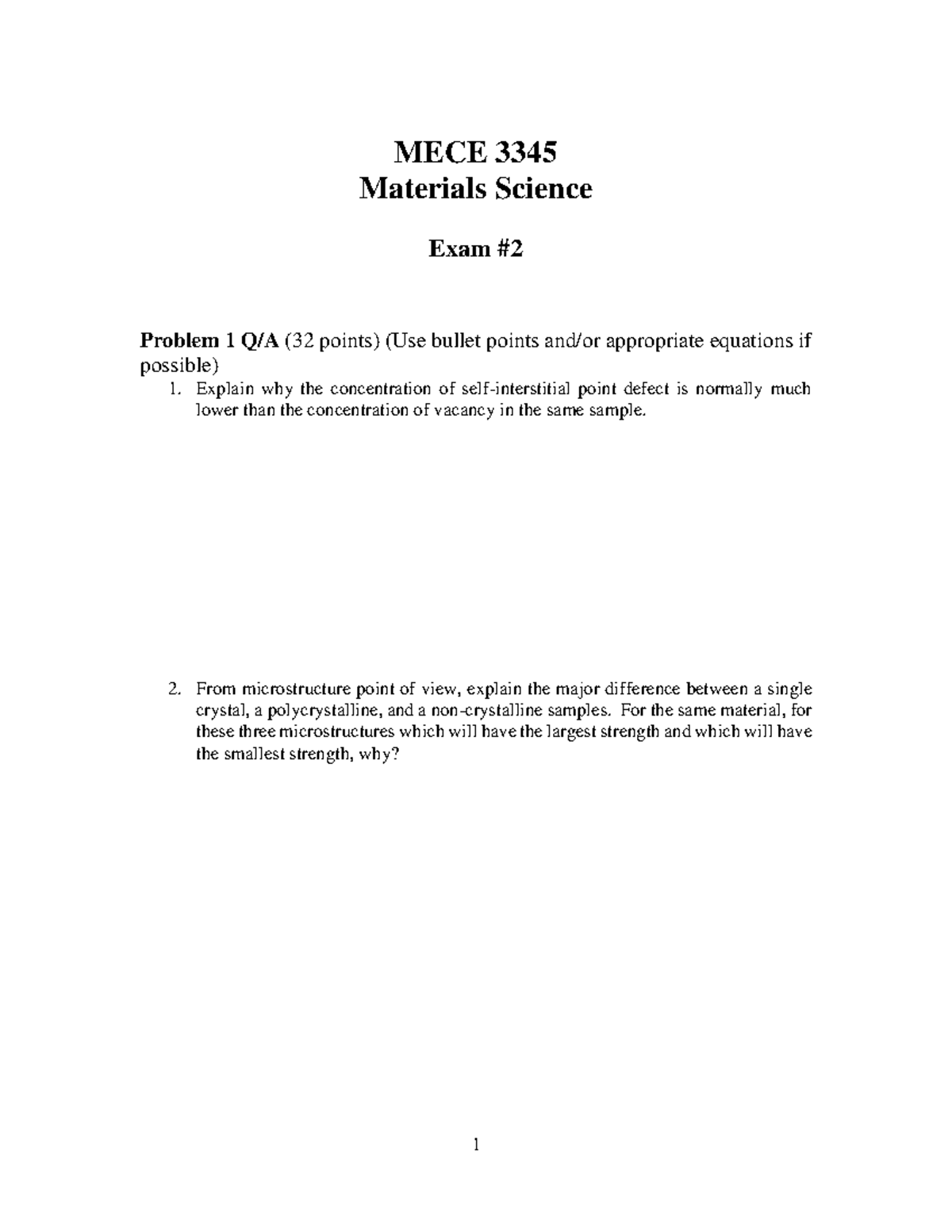 Exam2 example Exam 2 practice MECE 33 45 Materials Science Exam 2