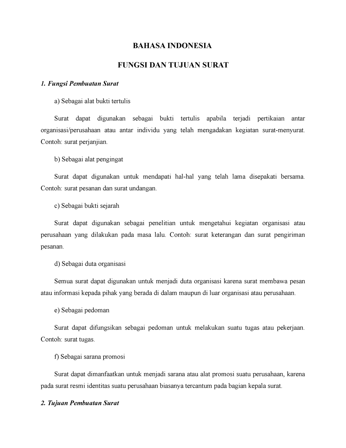 Bahasa Indonesia Fungsi Dan Tujuan Surat - BAHASA INDONESIA FUNGSI DAN ...