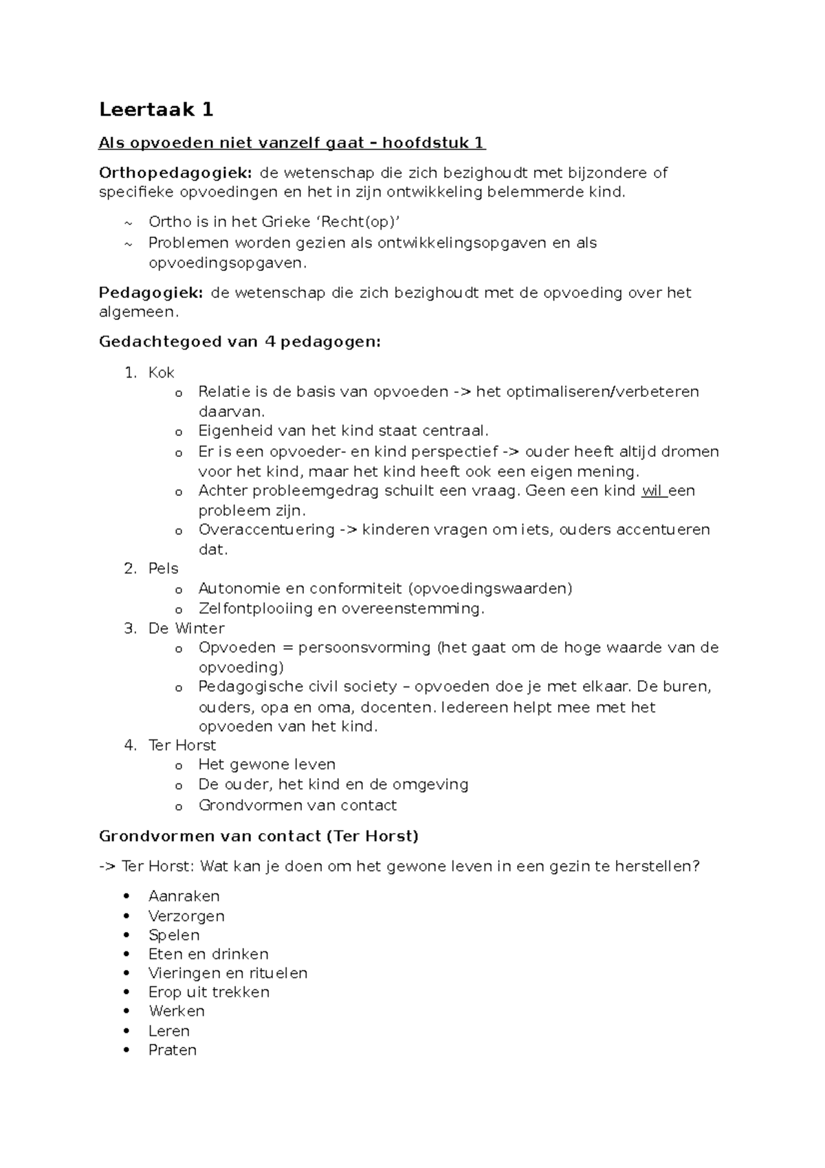 Pedagogiek - Samenvatting - Leertaak 1 Als Opvoeden Niet Vanzelf Gaat ...