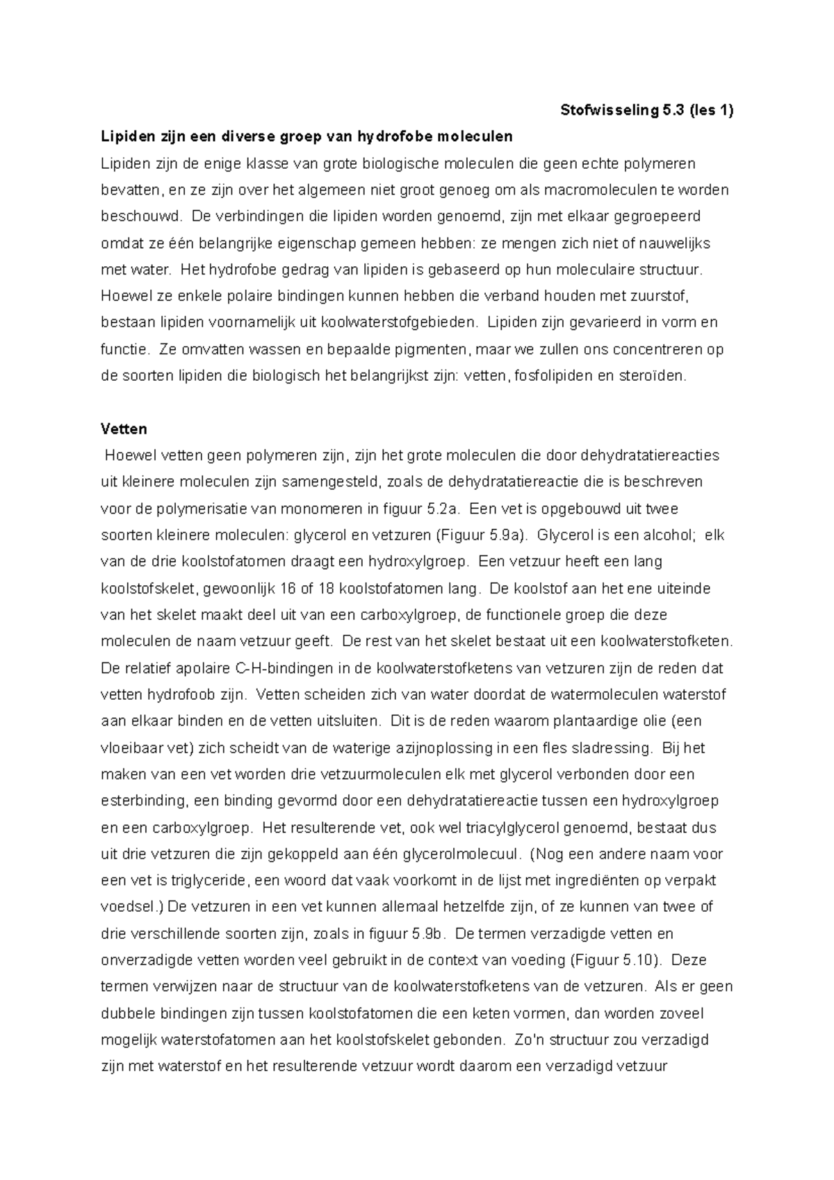 5.3 stofwisseling samenvatting hoofdstuk 5.3 geheel vertaalt van