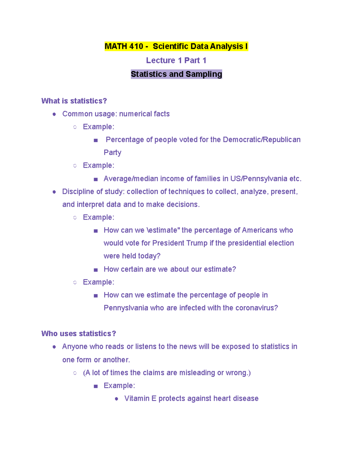 Math 410 Lecture 1 Part 1 Fall 2020 Math 410 Scientific Data Analysis I Lecture 1 Part 1 Math 410 Lecture 1 Part 1 Fall 2020 Math 410 Scientific Data Analysis I Lecture 1 Part 1