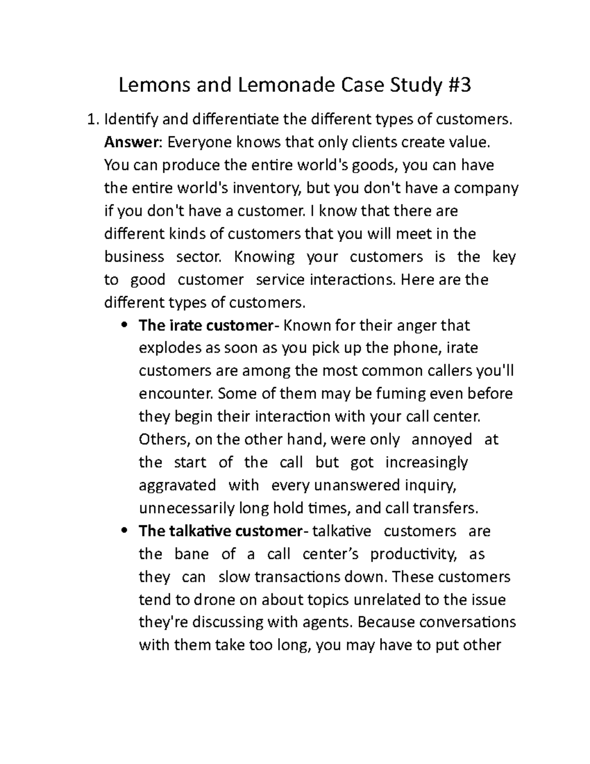 Lemons and Lemonade Case Study3 Lemons and Lemonade Case Study