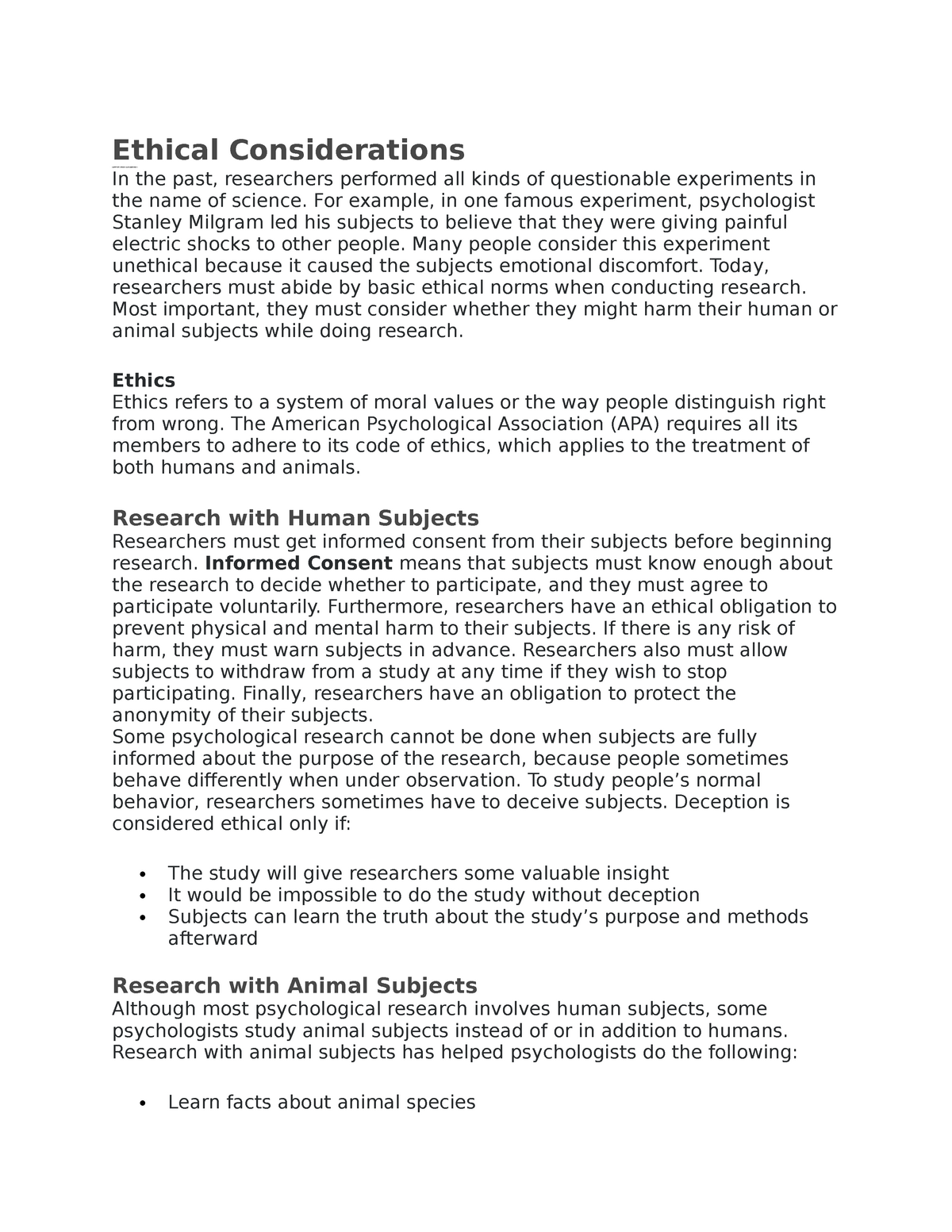 milgram experiment ethical considerations