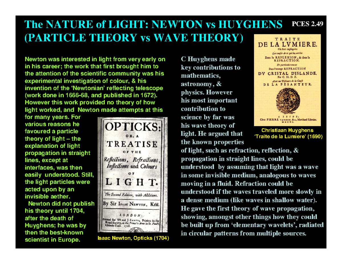 Huygens And Newton