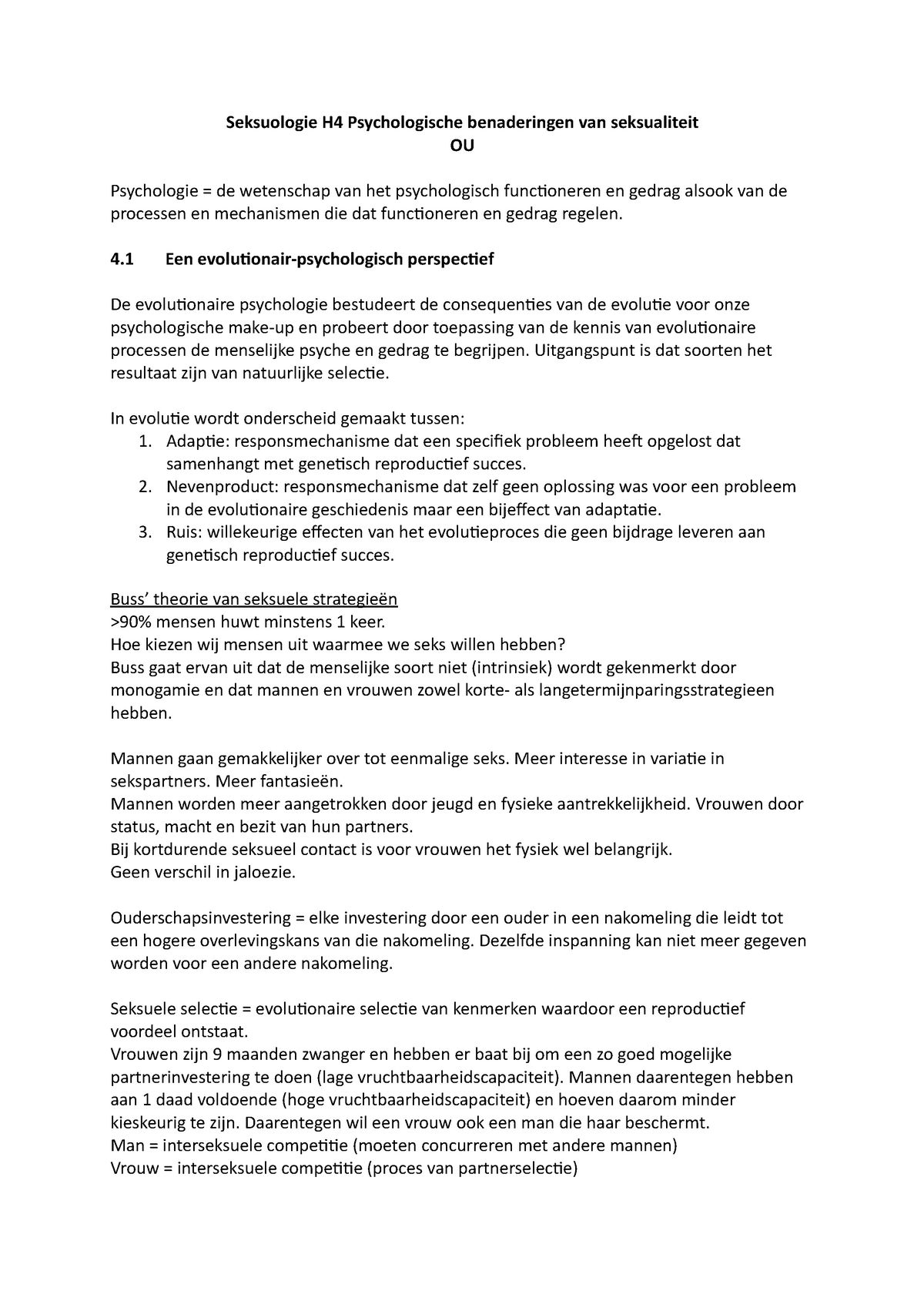 Seksuologie H4 Psychologische benaderingen van seksualiteit - Seksuologie H4 Psychologische afbeelding