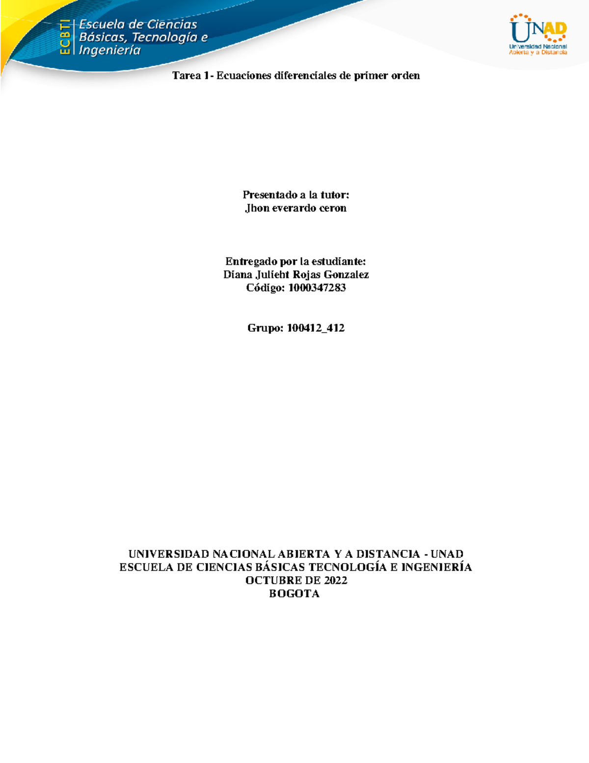 Tarea 1- Ecuaciones Diferenciales De Primer Orden Diana Rojas - Tarea 1 ...