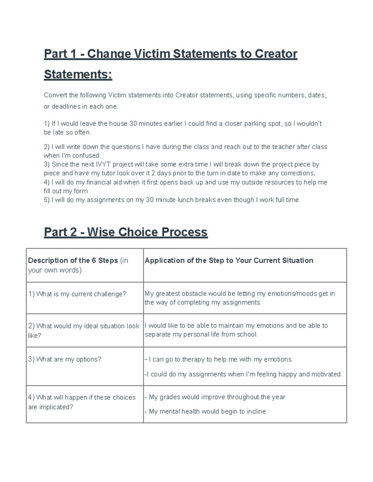 Project A helps with notes Part 1 Change Victim Statements to