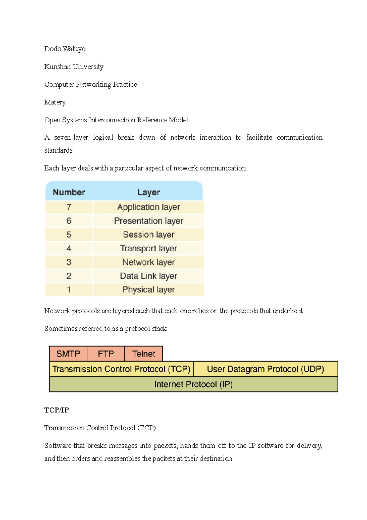 Matery Computer networking 5 - Dodo Waluyo Kunshan University Computer ...