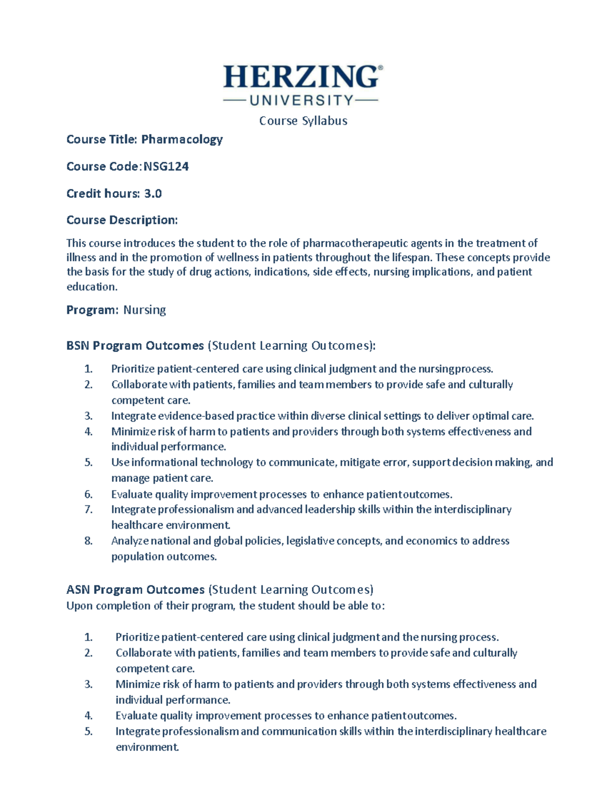 NSG124+Pharmacology+Syllabus+-+ Ground+01 - Course Syllabus Course ...