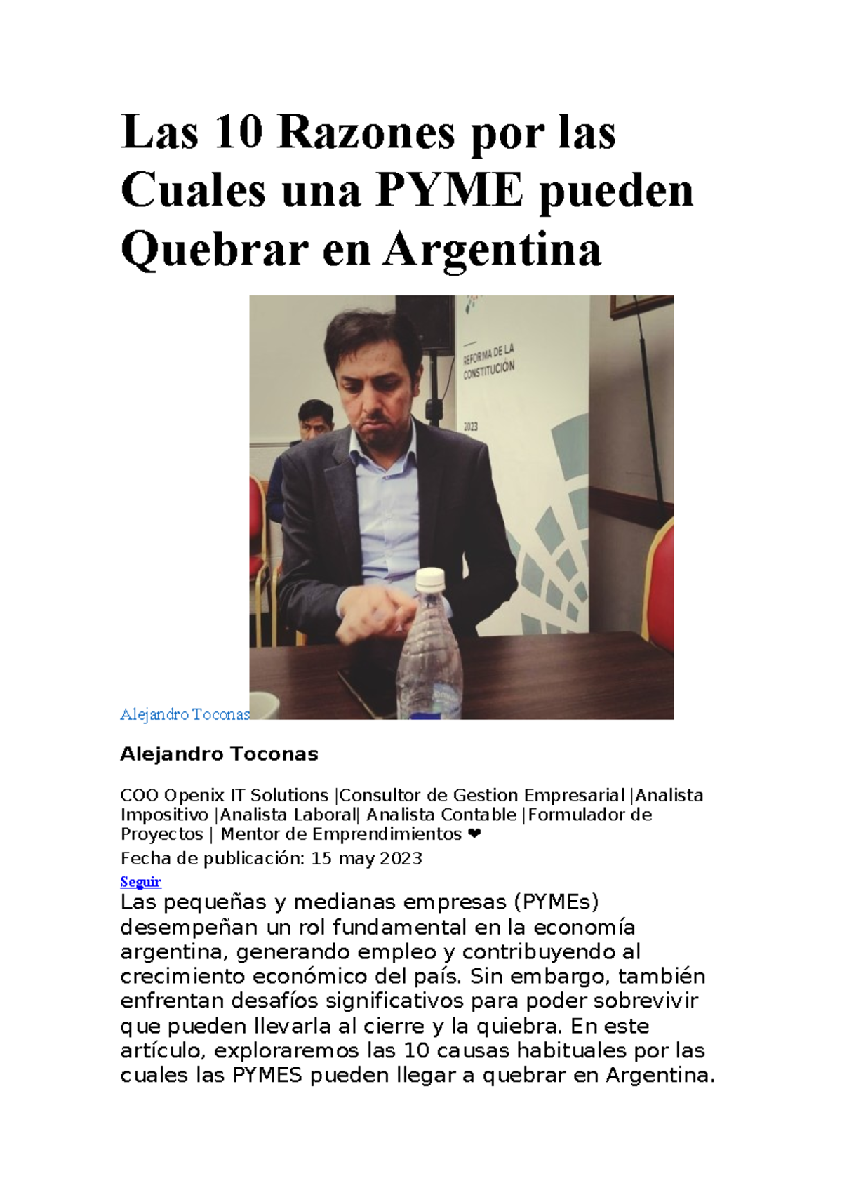 Las 10 Razones por las Cuales una PYME pueden Quebrar en Argentina ...