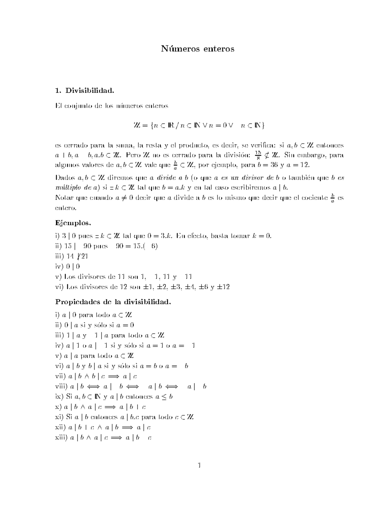 Enteros N Umeros Enteros Divisibilidad El Onjunto De Los N Umeros 