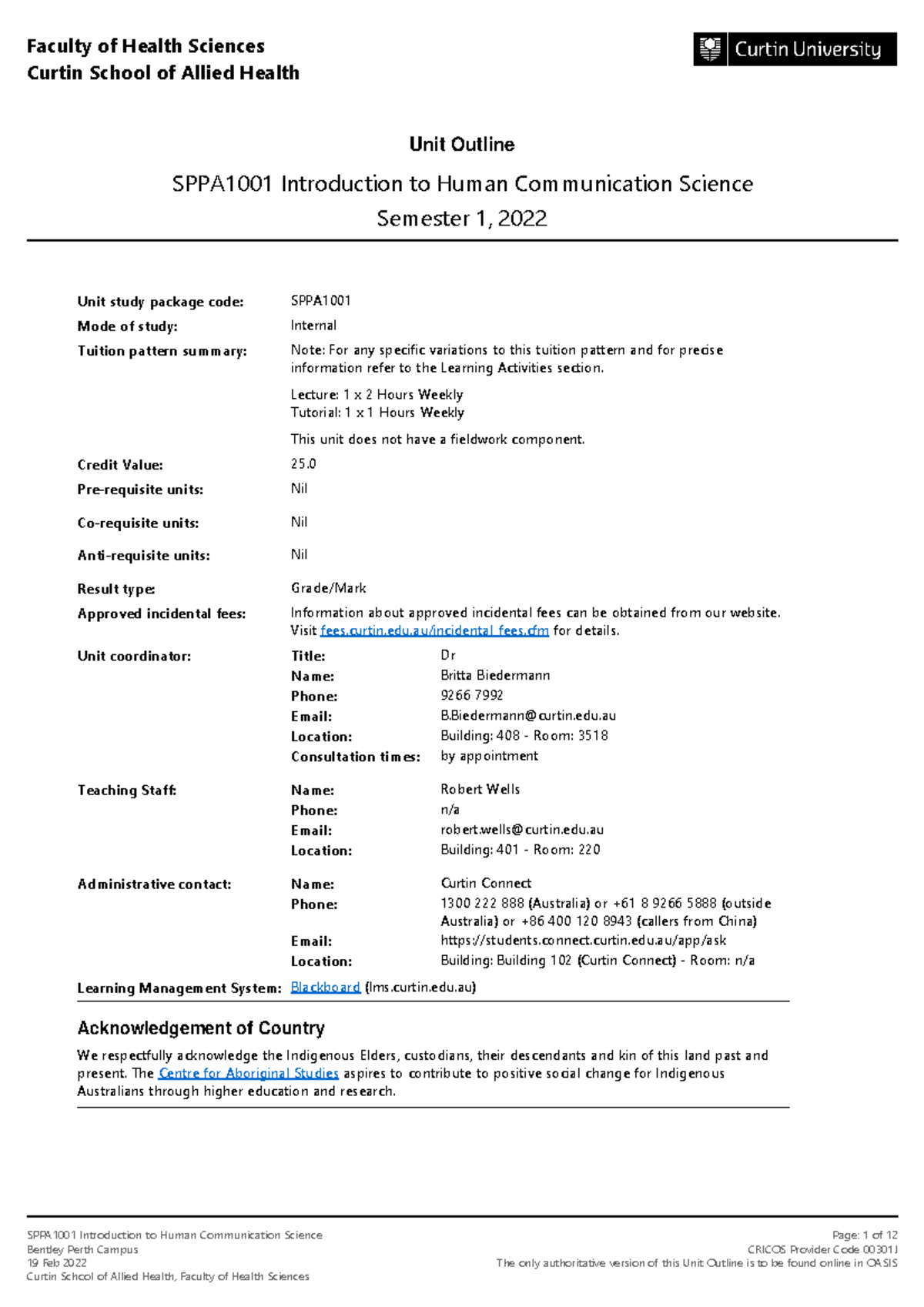 SPPA1001 Introduction to Human Communication Science Semester 1 2022 ...