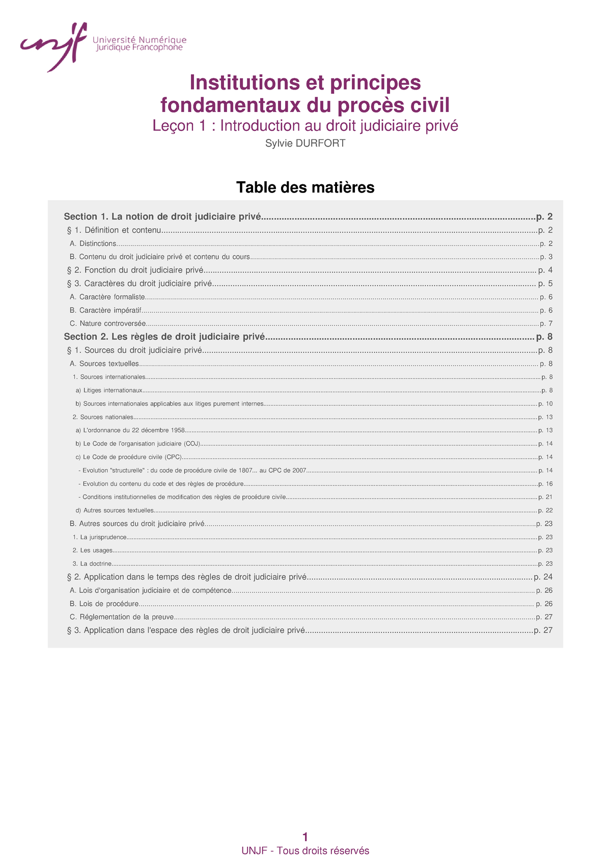 Procédure Civile Intro - Institutions Et Principes Fondamentaux Du ...