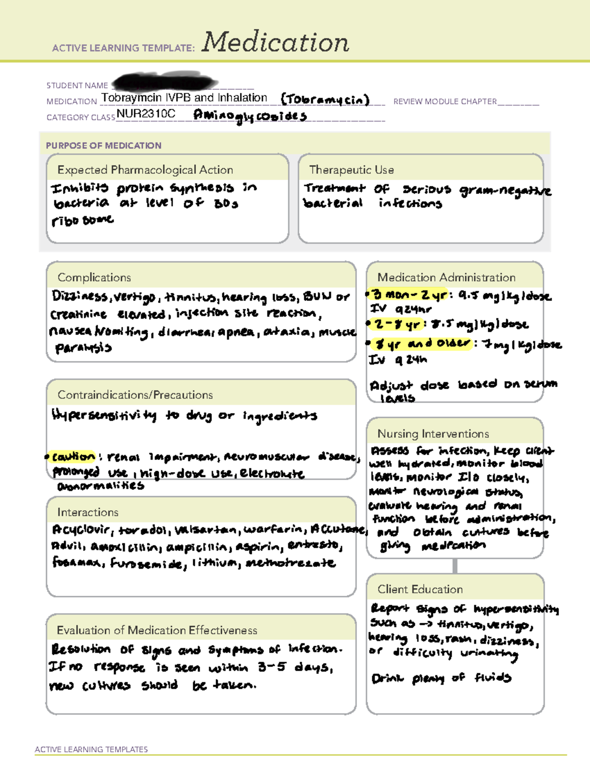 ATI Medication Template Tobramycin - ACTIVE LEARNING TEMPLATES ...
