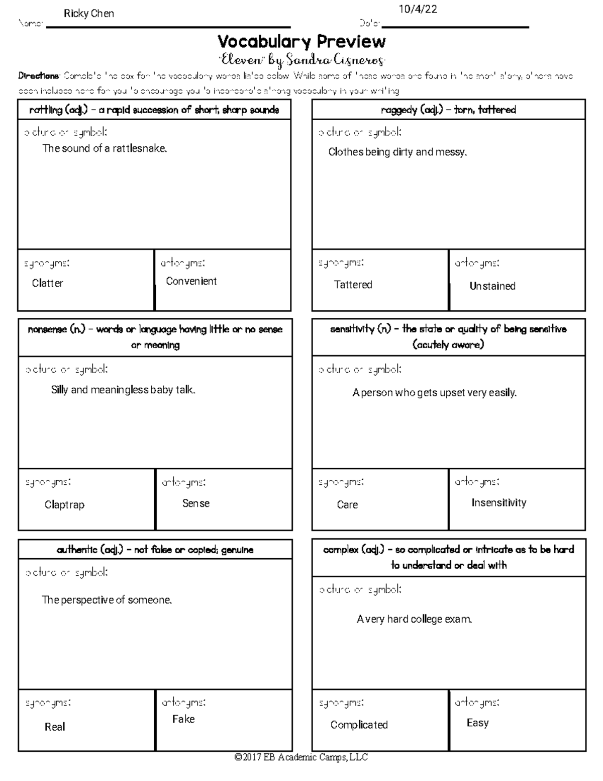 Kami Export - Ricky Chen - Eleven-Key Vocabulary - ©2017 EB Academic ...