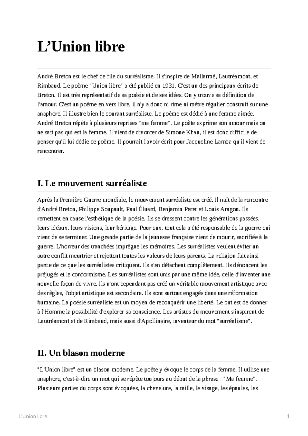 L'Union libre L’Union libre 1 L’Union libre André Breton est le chef L'Union libre L’Union libre 1 L’Union libre André Breton est le chef