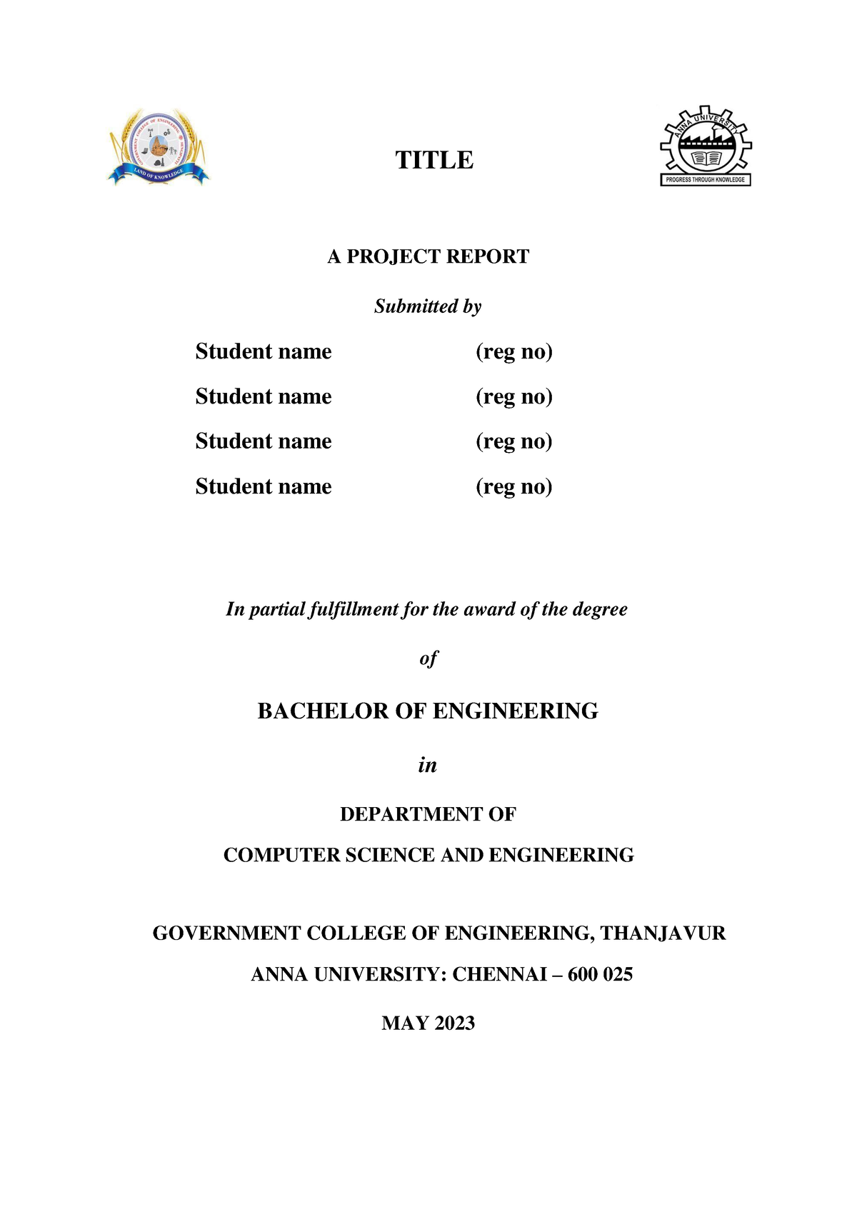 report-template-title-a-project-report-submitted-by-student-name-reg