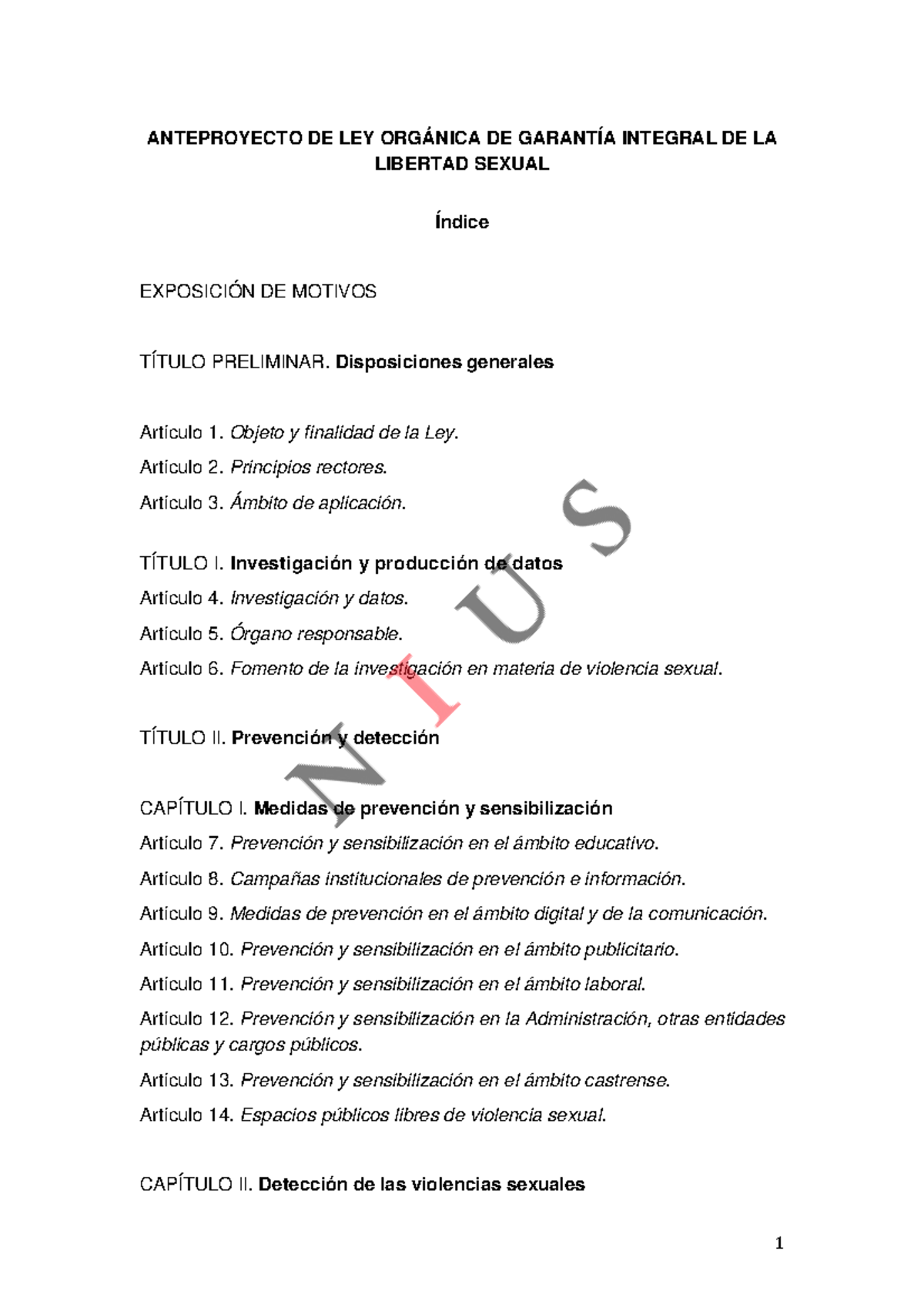 Anteproyecto De Ley Orgánica De Garantía Integral De La Libertad Sexual Derecho Constitucional 3867