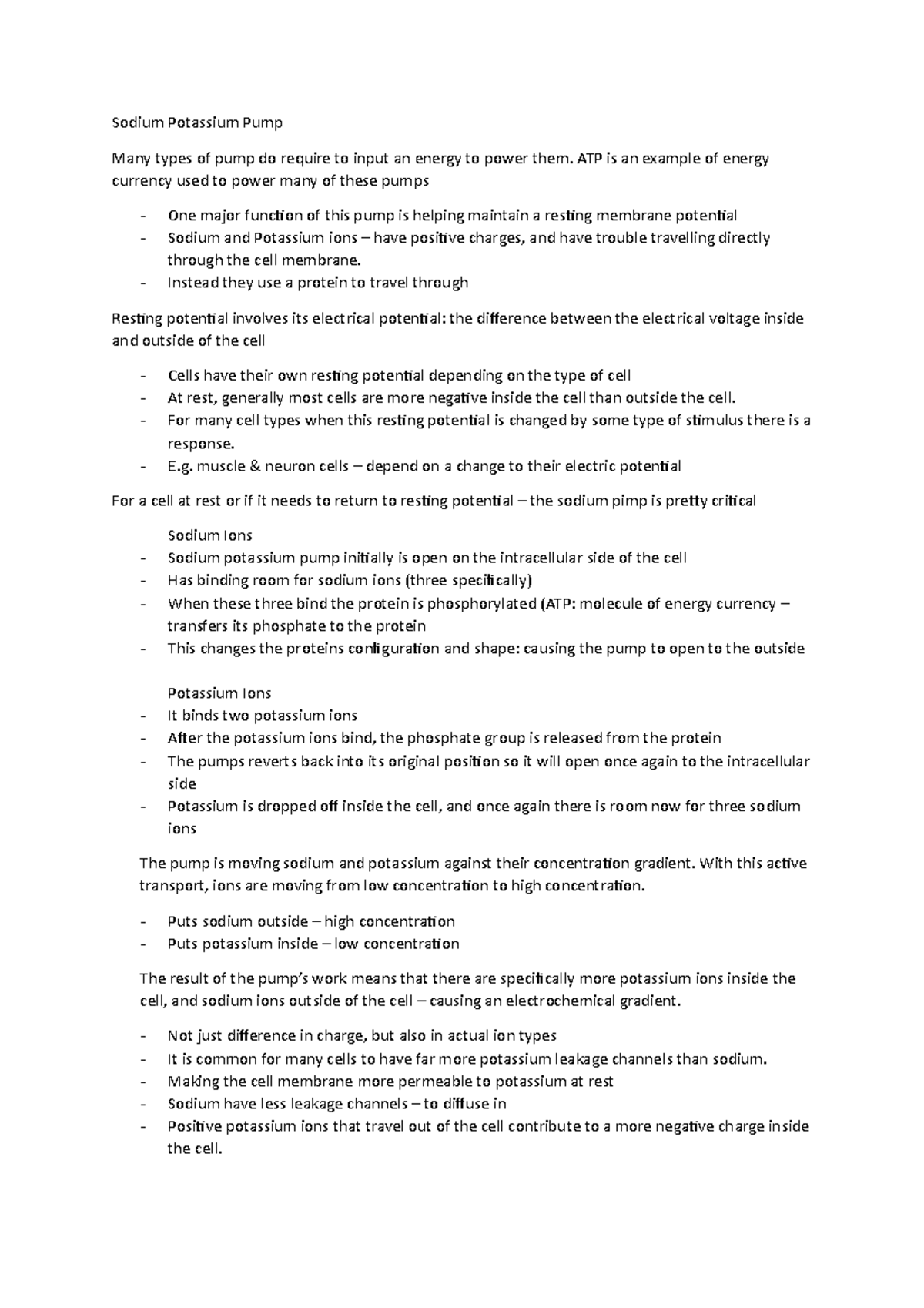 Sodium Potassium Pump - Lecture notes 3-7 - Sodium Potassium Pump Many ...