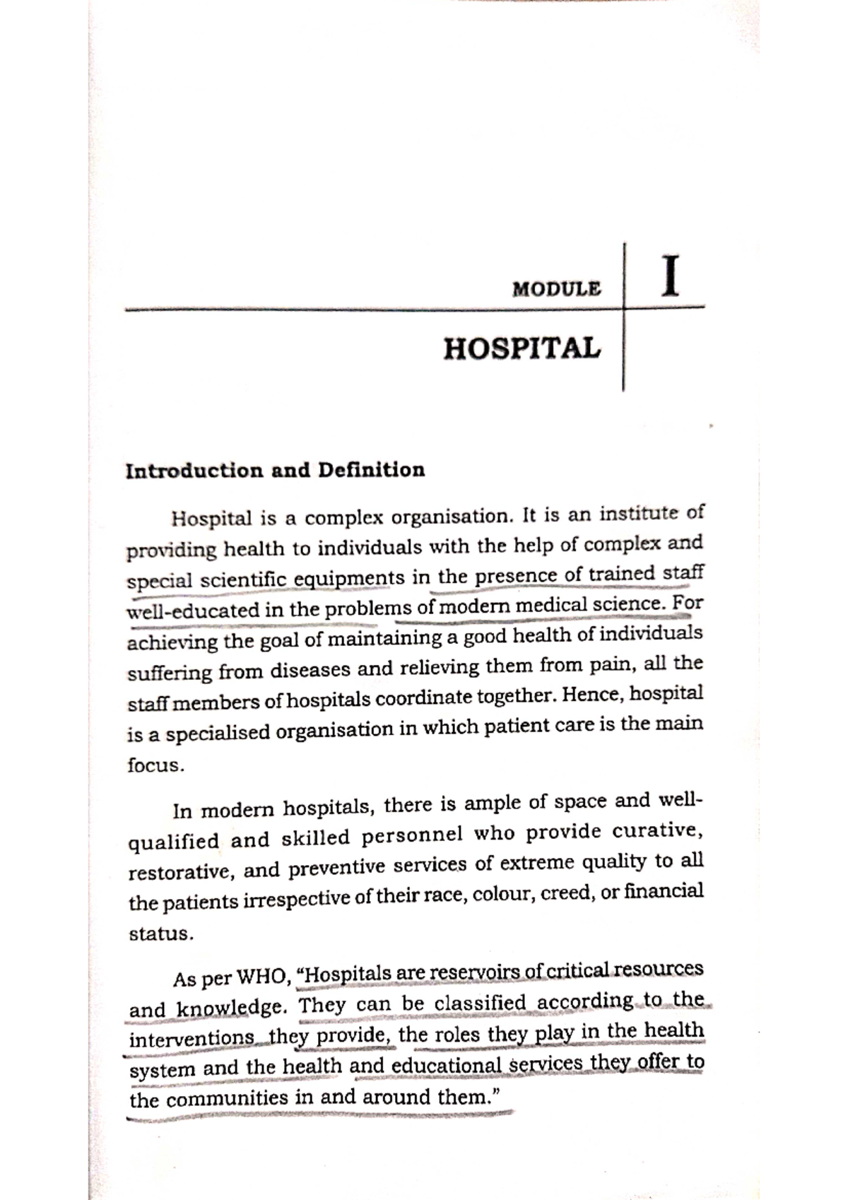 Health care management - MODULE I HOSPITAL Introduction and Definition ...