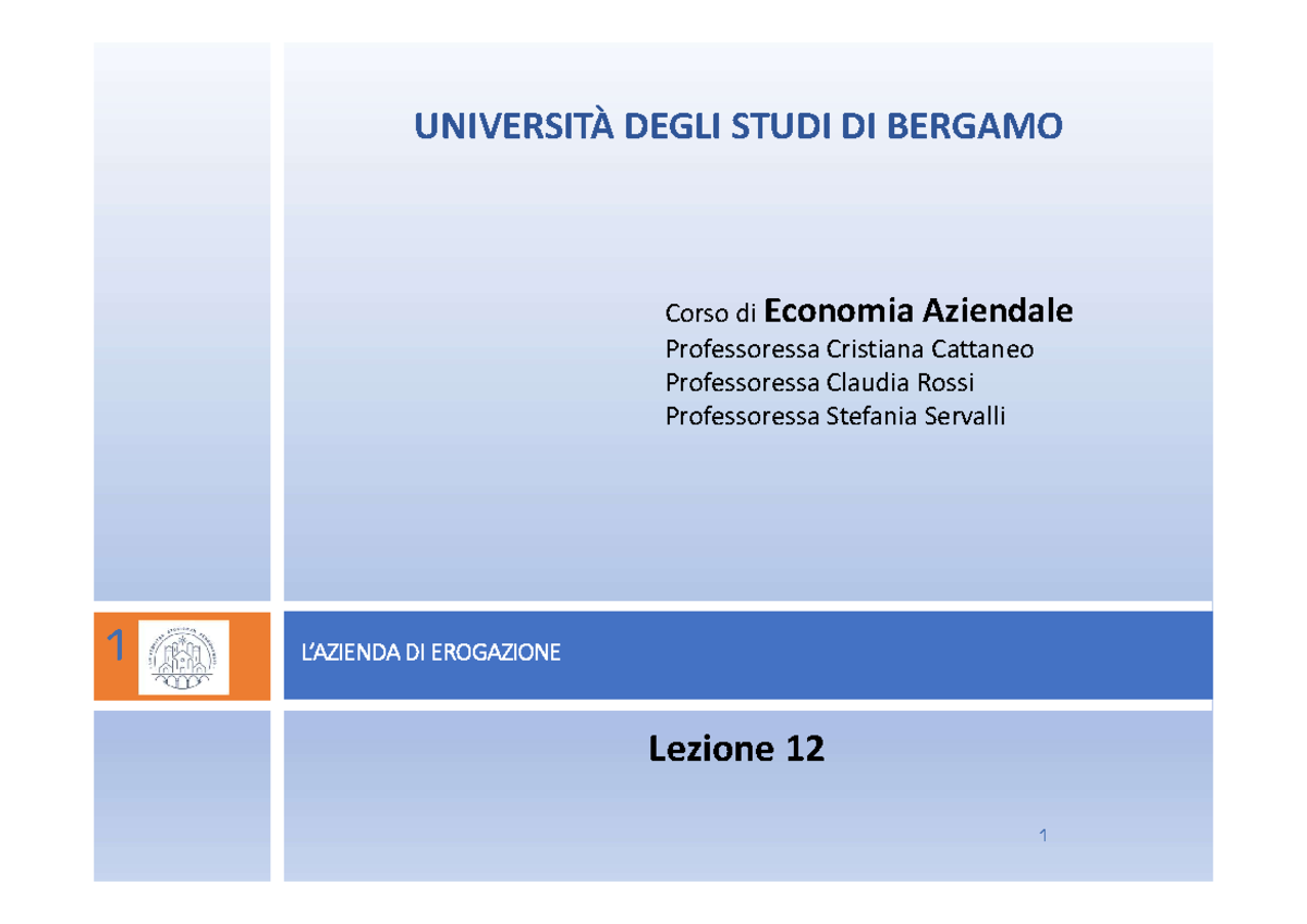 12 - Lazienda DI Erogazione Esercizi E Soluzioni - Economia aziendale