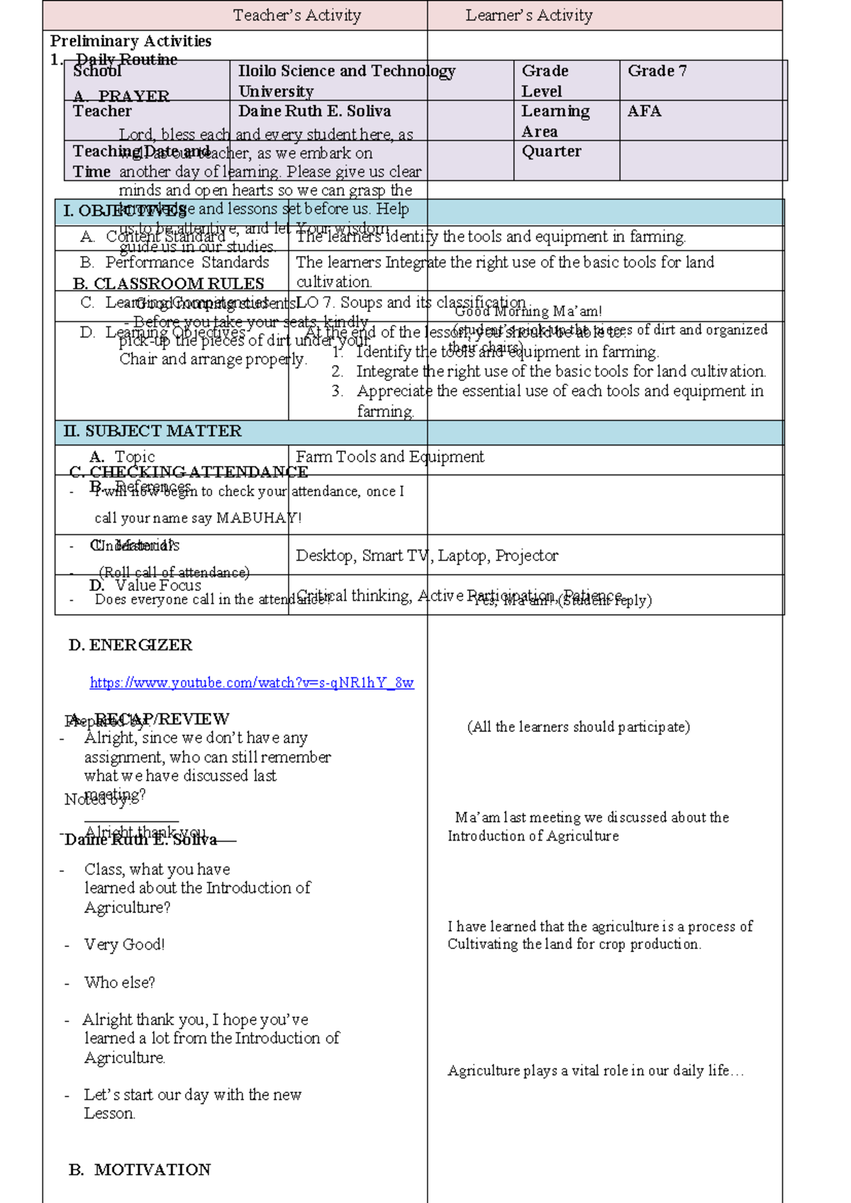 Finally done- lesson plan - I. OBJECTIVES A. Content Standard The ...