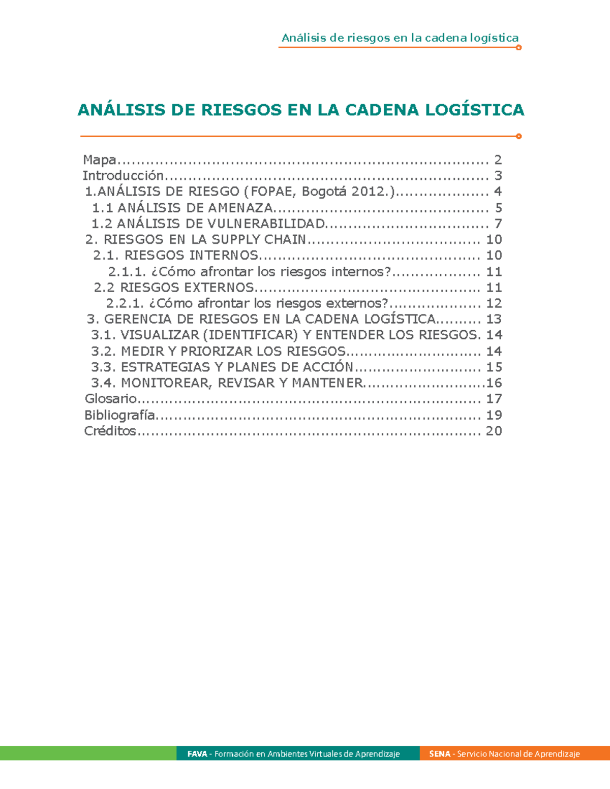 Analisis de riesgo cadena de suministro - AN¡LISIS DE RIESGOS EN LA ...