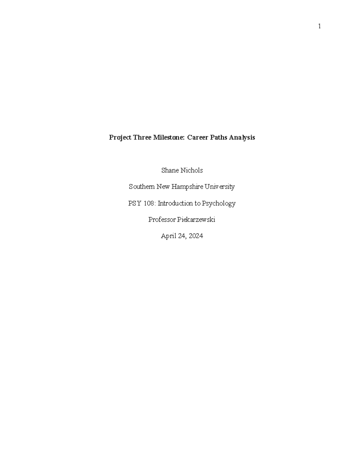 Project Three Milestone Job Roles and Responsibilities You take care