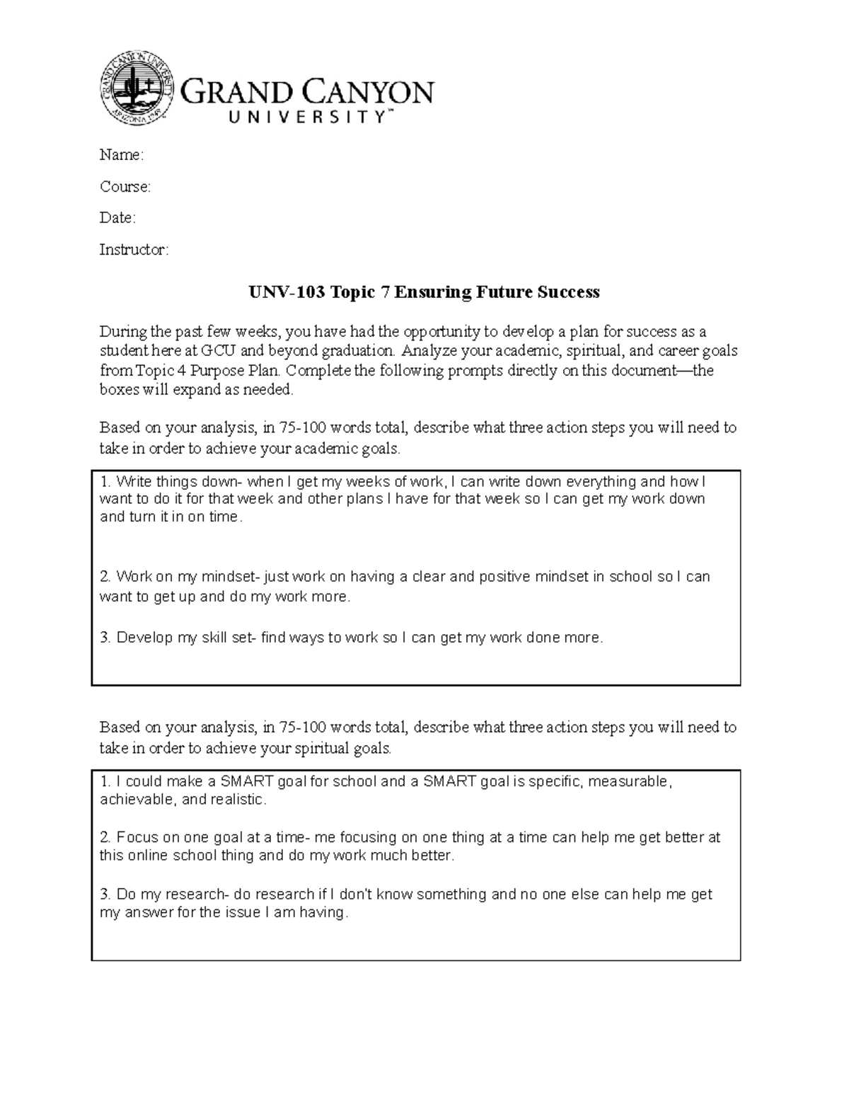 Unv 103 Rs T7 Reflection Online Name Course Date Instructor Unv