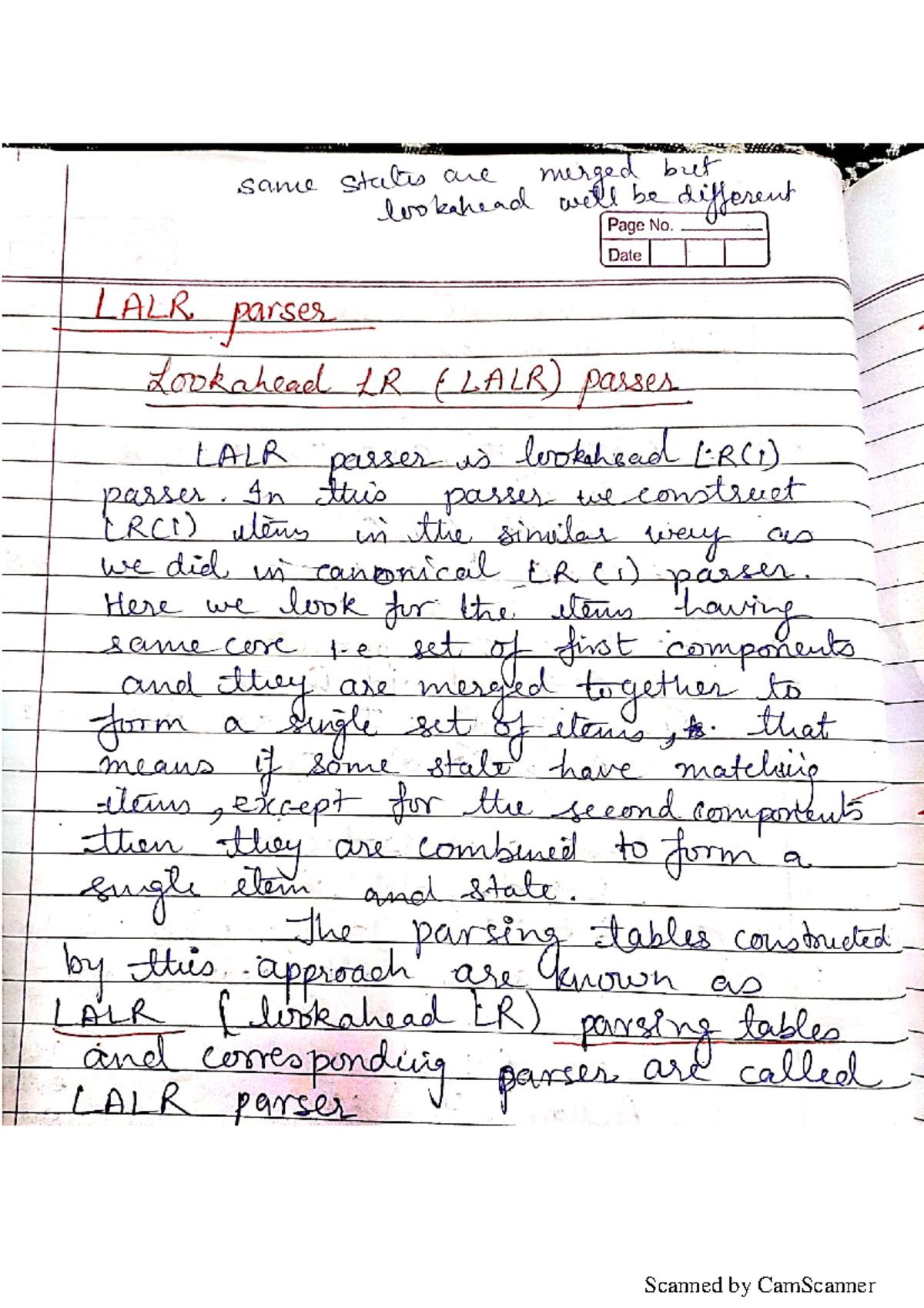 LALR parser - compiler design - Studocu
