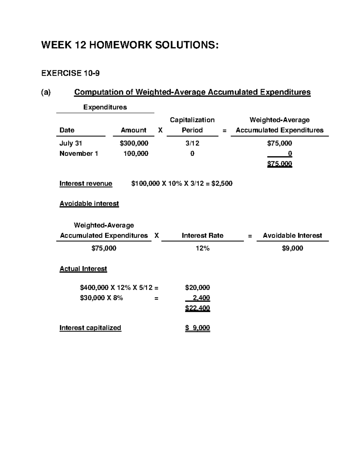 Week+12+Solutions - chp 12 hw q & a - WEEK 12 HOMEWORK SOLUTIONS ...