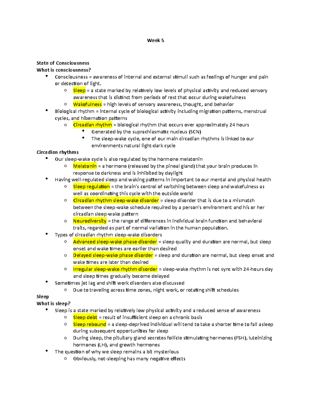 Week 5 - Week 5 notes for Psychology 101 - Week 5 State of ...
